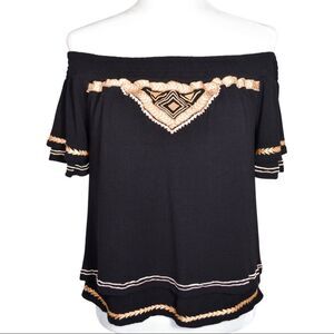 Anthropologie Boho Peasant Off The Shoulder Top